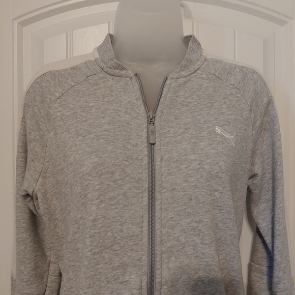 Puma Women's Jacket Size: Medium Light Grey Full Zip Pockets French Terry - Picture 2 of 11
